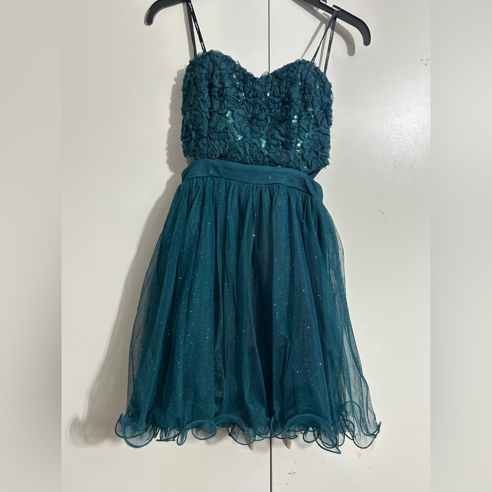Speechless Dark Teal Floral Kids Dress